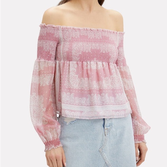 INTERMIX Penelope Paisley Off-the-Shoulder Top size M NWT - Picture 4 of 8